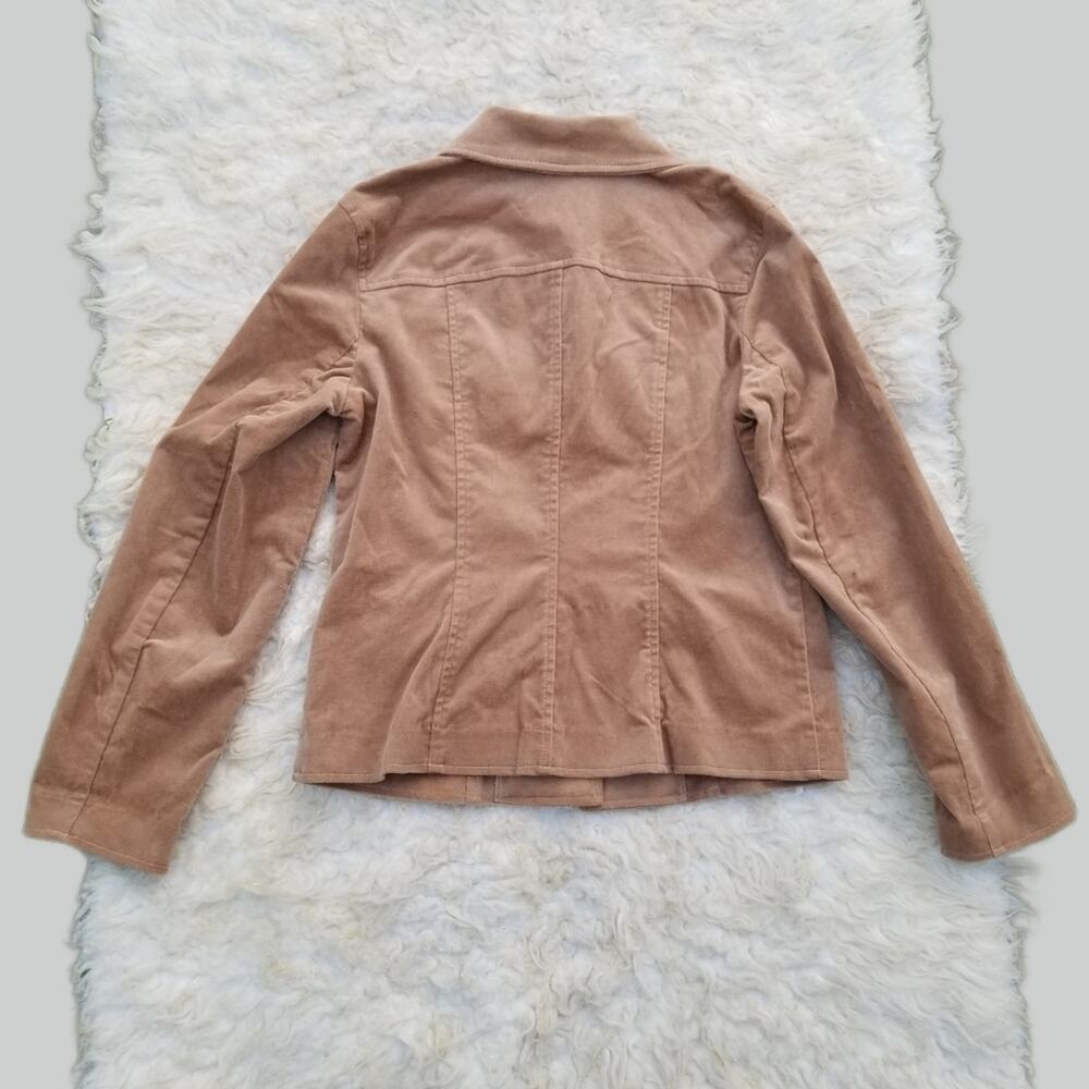 Tan Jacket Chadwick's Size 6 Tan Coat Button Front Flap Pockets Stretch Velour - Picture 9 of 10